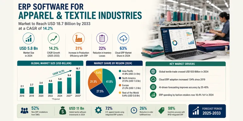 ERP Software for Apparel & Textile Industries Market to Surpass USD 18.7 Billion by 2033 Amid 14.2% CAGR Growth